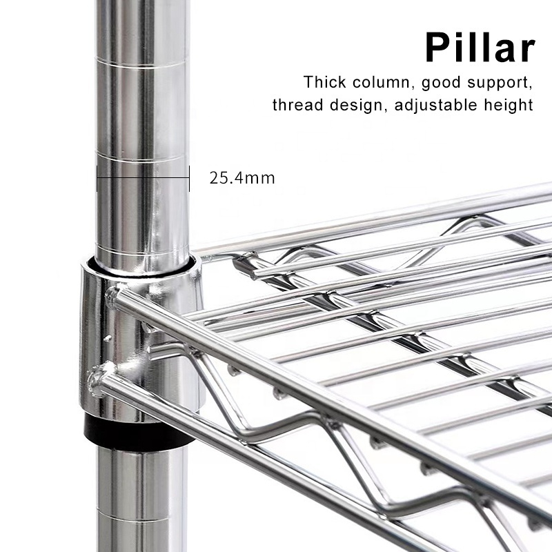 Multi-Level Rack Carbon Steel Pipe/Wire Heavy Duty 3-Tiers Shelves Double Hand Trolley  Boltless Storage Racks & Shelving Units