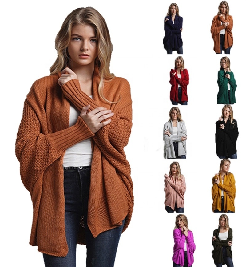 factory readymade Autumn women pure soft Long Cardigan mujer Loose Batwing sleeve oversized Knit cardigan Sweater