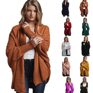 factory readymade Autumn women pure soft Long Cardigan mujer Loose Batwing sleeve oversized Knit cardigan Sweater