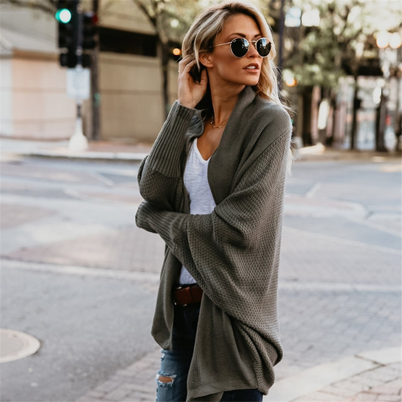 factory readymade Autumn women pure soft Long Cardigan mujer Loose Batwing sleeve oversized Knit cardigan Sweater