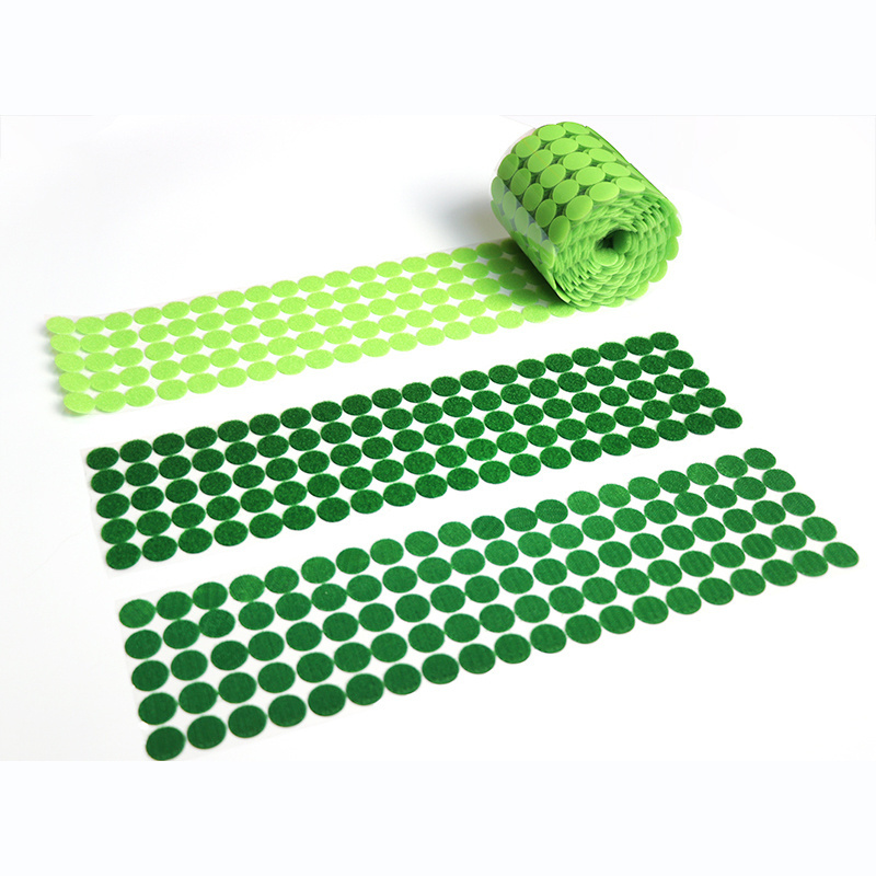 Dark green hook loop Back glue Strong Sticky  fasteners Custom color dots for Handmade Christmas tree diy