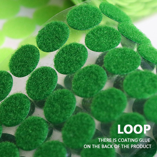 Dark green hook loop Back glue Strong Sticky  fasteners Custom color dots for Handmade Christmas tree diy