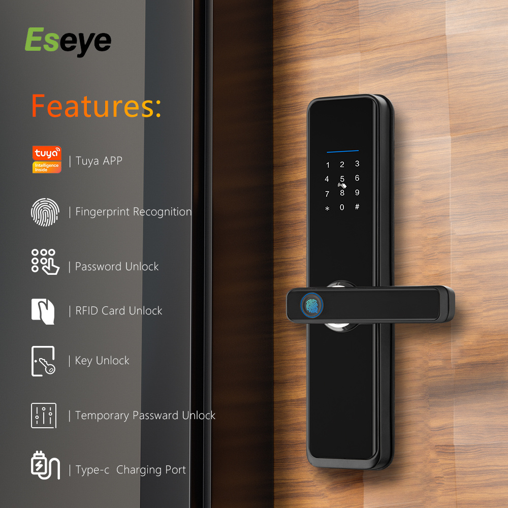 Eseye Tuya TTlock App Fingerprint Security Smart External Door Lock Electronic Password Lock Smart Door Lock