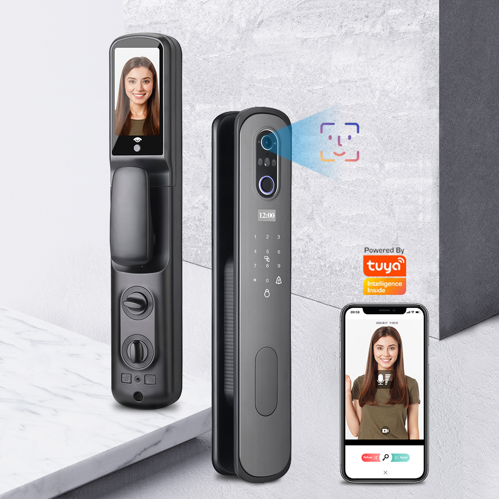 Eseye New Remote Waterproof Biometric Security Digital Camera Screen Code Tuya Wifi Fingerprint Smart door lock