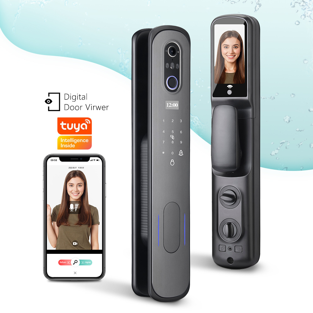 Eseye Wifi Tuya  Face ID Door Lock With Digital Viewer Fingerprint Smart Door Lock With Camera Face Electronic Lock