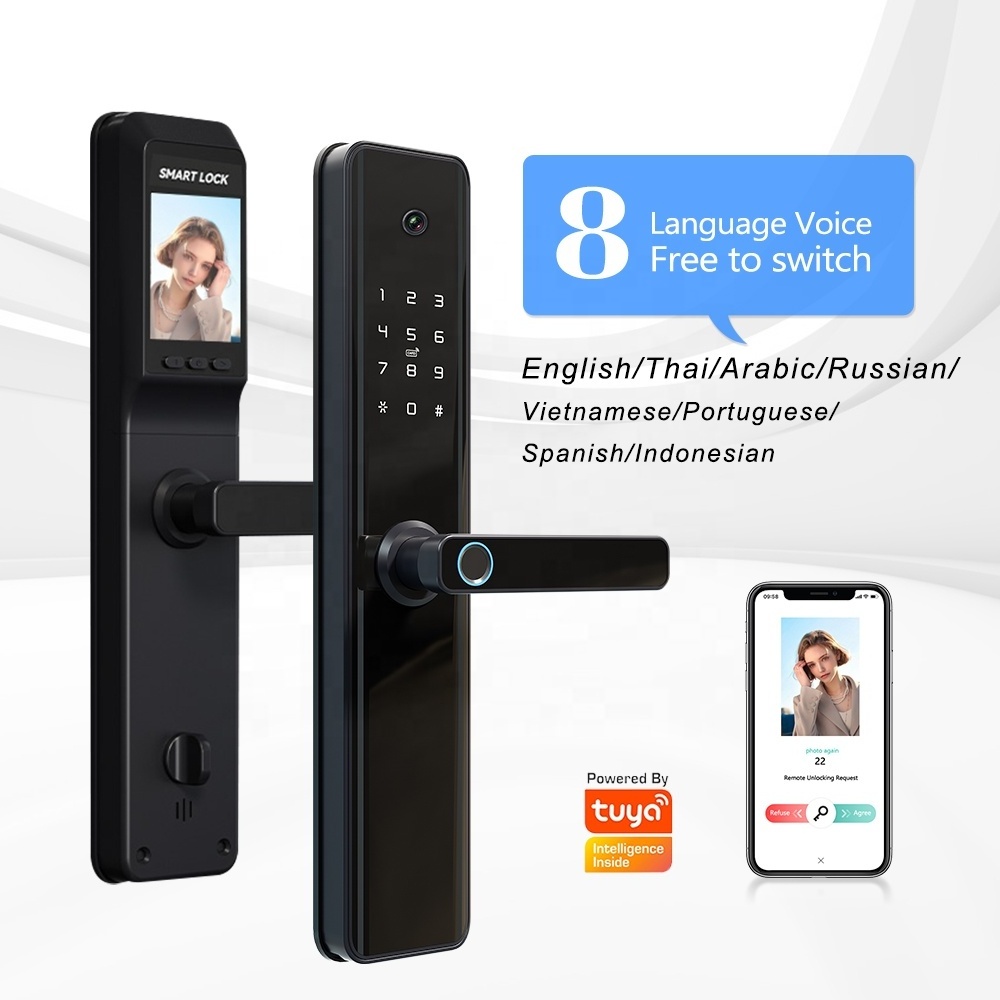 Eseye WIFI Tuya APP Face ID Door Lock with Fingerprint Code Rfid Card and Key