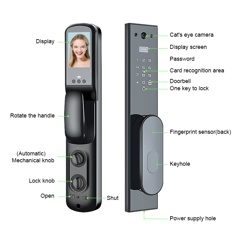 Eseye Waterproof Intelligent Secure Digital Facial Recognition Fully Automatic Door Lock With Anti Disassembly Alarm