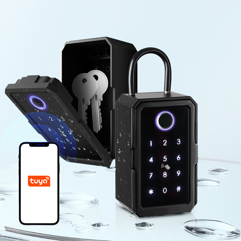 Eseye Wholesale Waterproof Storage Box Tuya TTlock Digital Znic Alloy Fingerprint IC Card Password Outdoor Wall Smart Key Box