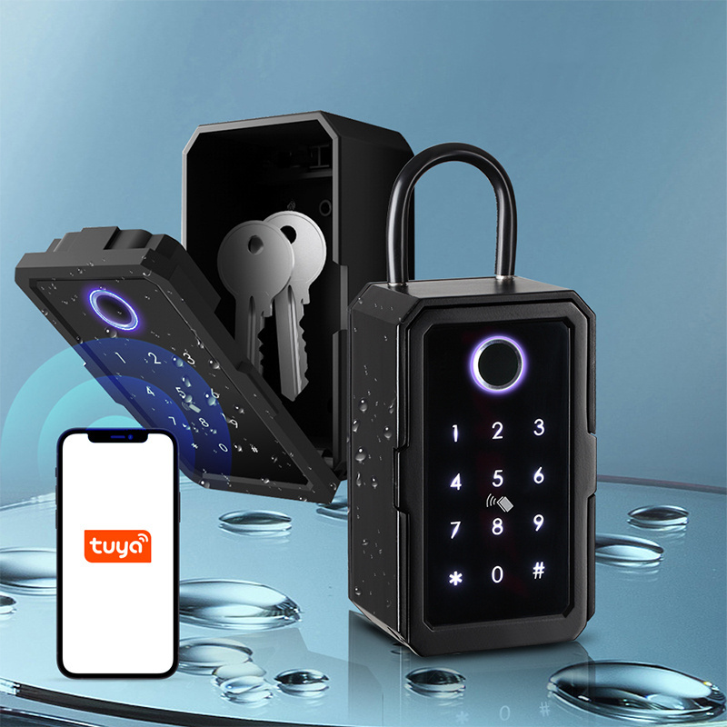 Eseye Wholesale Waterproof Storage Box Tuya TTlock Digital Znic Alloy Fingerprint IC Card Password Outdoor Wall Smart Key Box