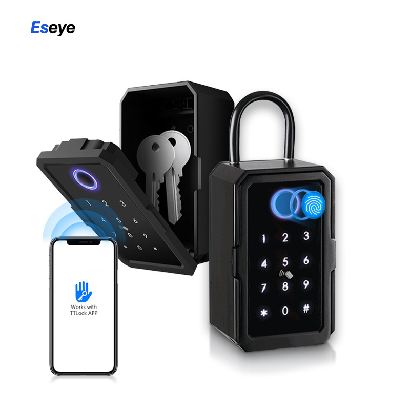 Eseye Wholesale Waterproof Storage Box Tuya TTlock Digital Znic Alloy Fingerprint IC Card Password Outdoor Wall Smart Key Box