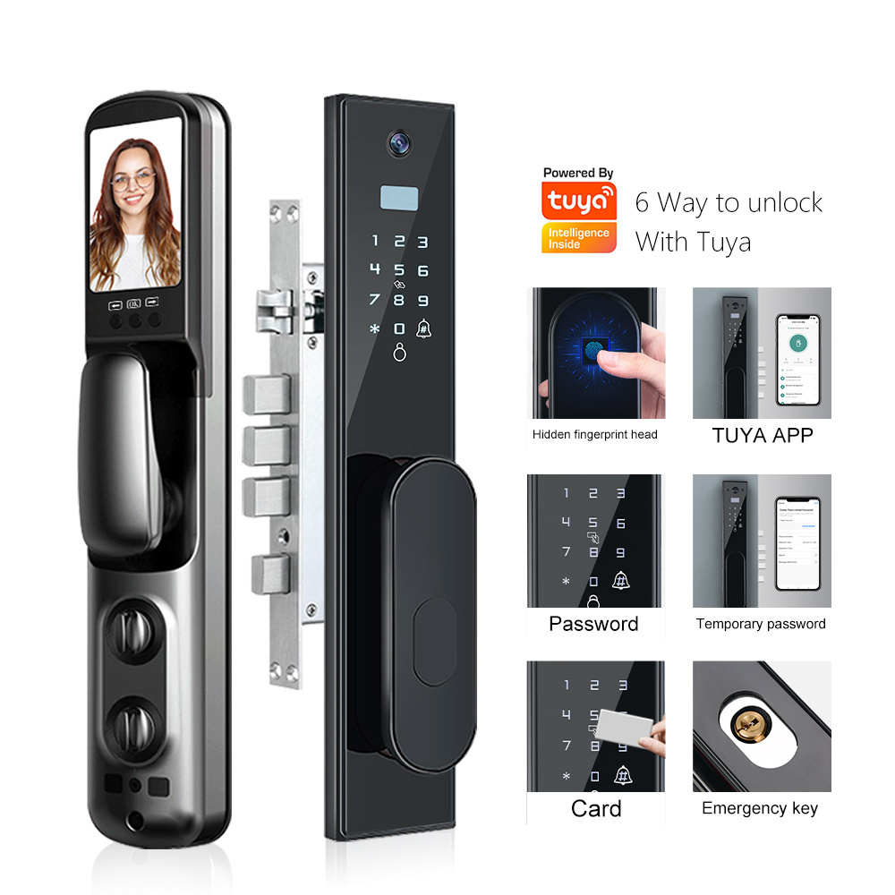 2023 New Arrival HOT SALE Smart Door Lock Fingerprint Digital Wifi Lock Connected Camera Monitor Send Photo To Mobile