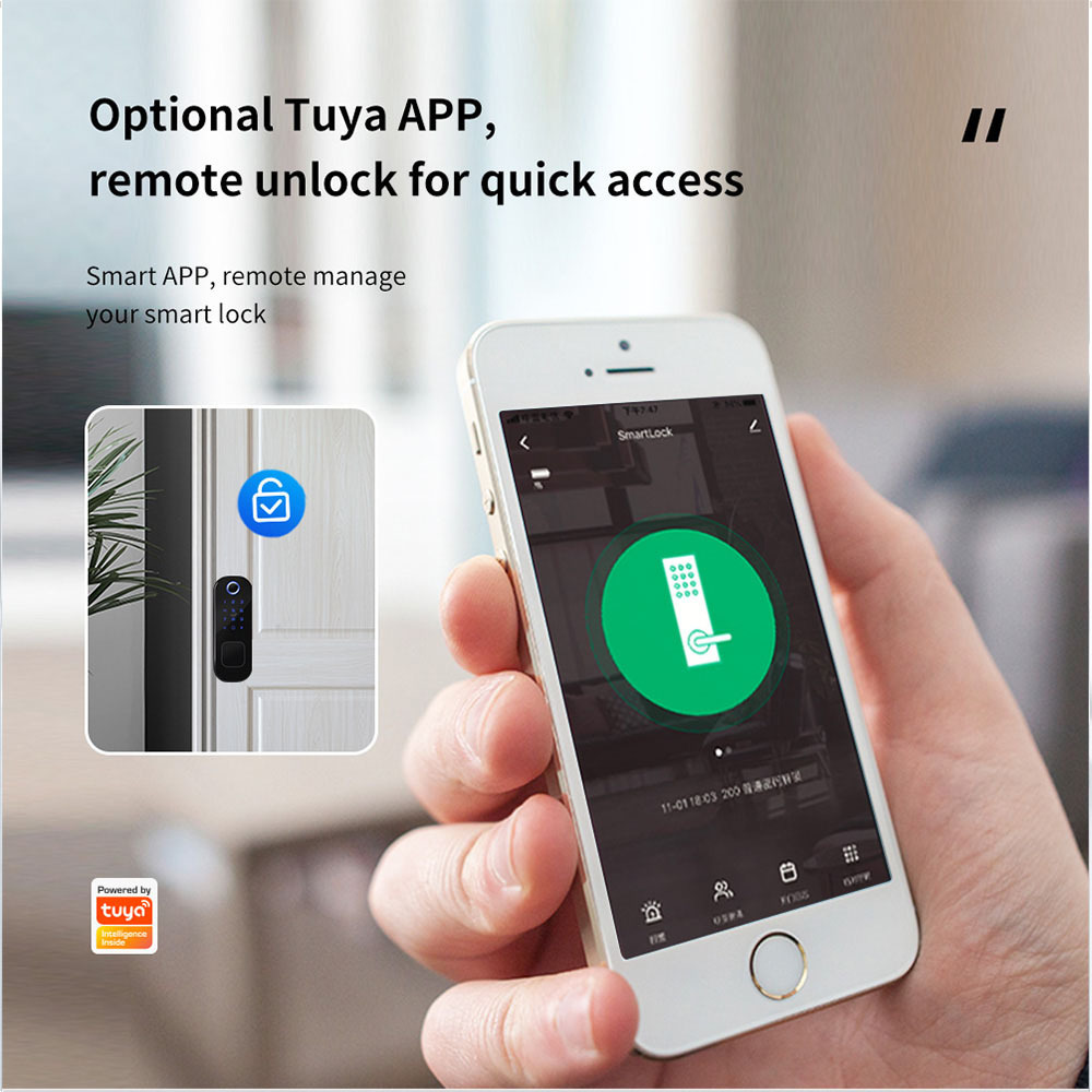 High Tech Biometric Fingerprint Keypad Door Lock Smart WiFi App Controlled Commercial Smart Door Lock for Home Security