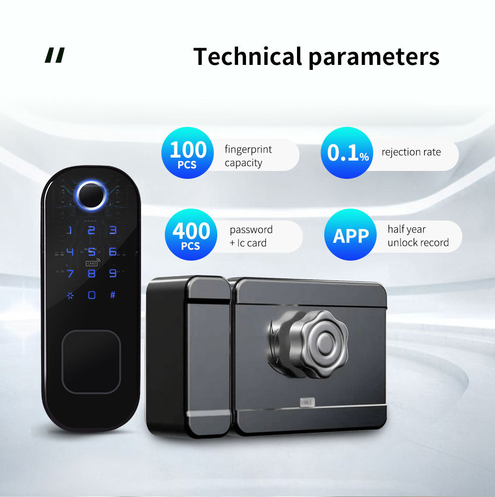 High Tech Biometric Fingerprint Keypad Door Lock Smart WiFi App Controlled Commercial Smart Door Lock for Home Security