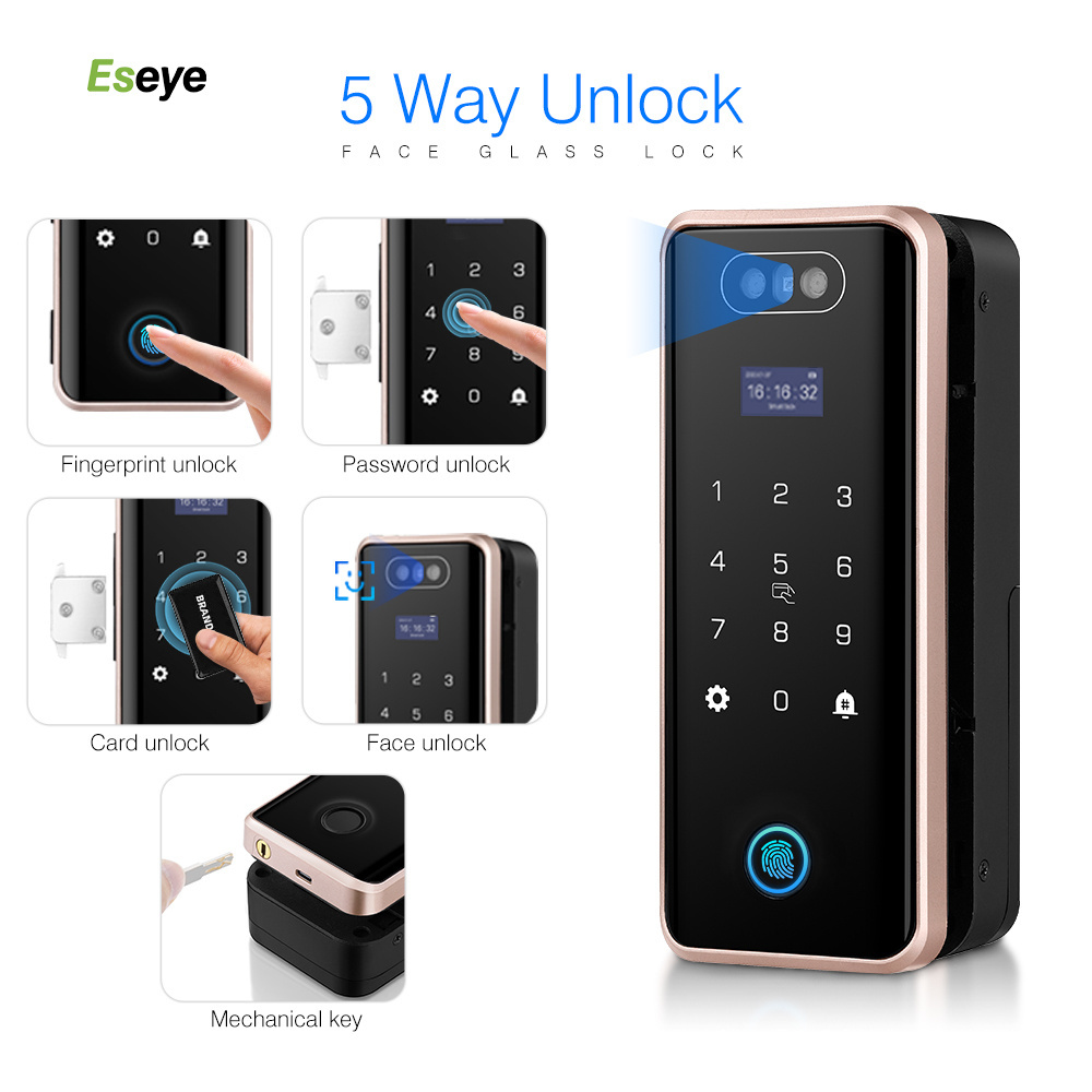 Eseye High Quality Lock Digital Safe Keyless Electronic Tuya Smart Fingerprint Office Furniture Glass Door Smart Lock