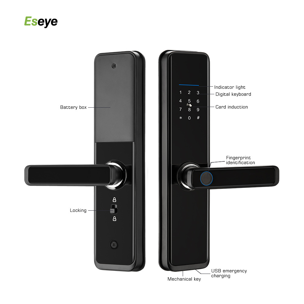 Eseye Smart Heat Resistant Security Fingerprint Electronic Door Locks For Homes Thermostability Remote Control Door Smart Lock