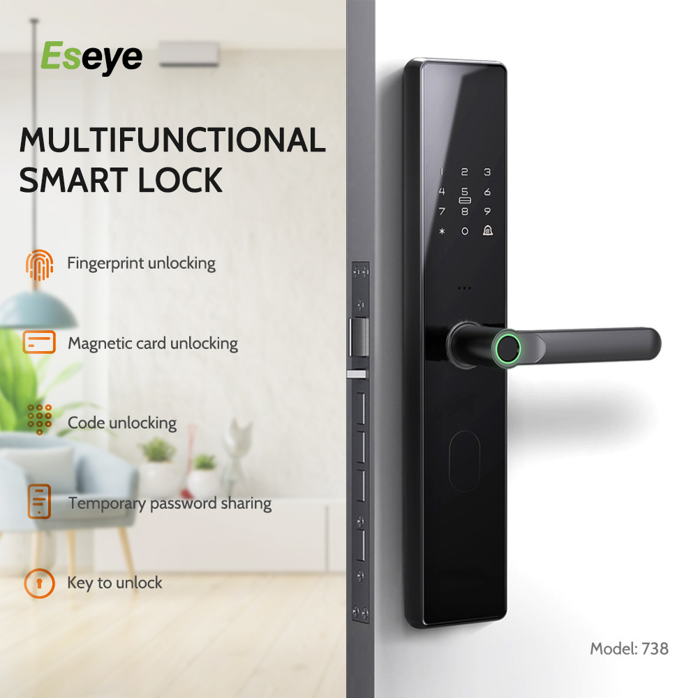 Eseye Security Fingerprint External Door Lock Magnetic Card Lock With Bluetooth WiFi Connect Tuya/TTlock App Password Lock