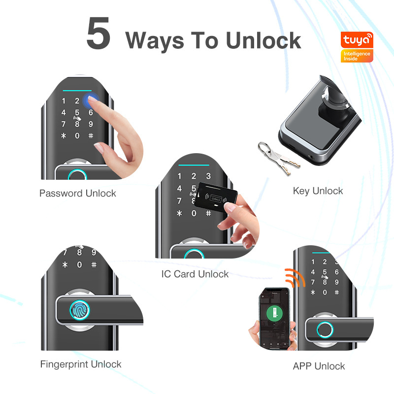 Eseye Oem Odm Tuya App Finger Print Intelligent Security Digital Smart Tt Lock Smart Lock Home Door Lock With Wifi