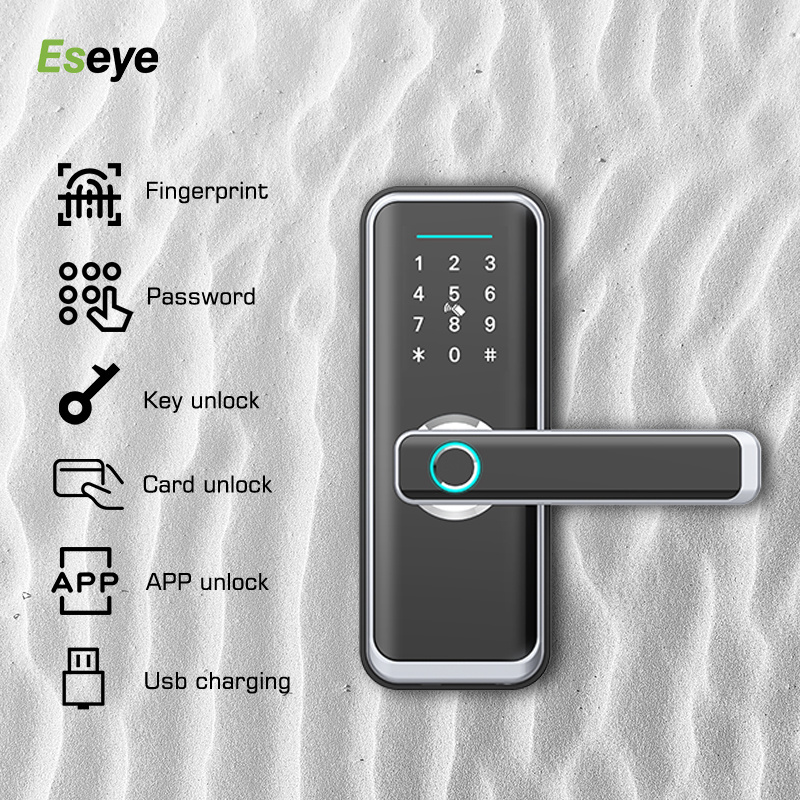 Eseye Oem Odm Tuya App Finger Print Intelligent Security Digital Smart Tt Lock Smart Lock Home Door Lock With Wifi