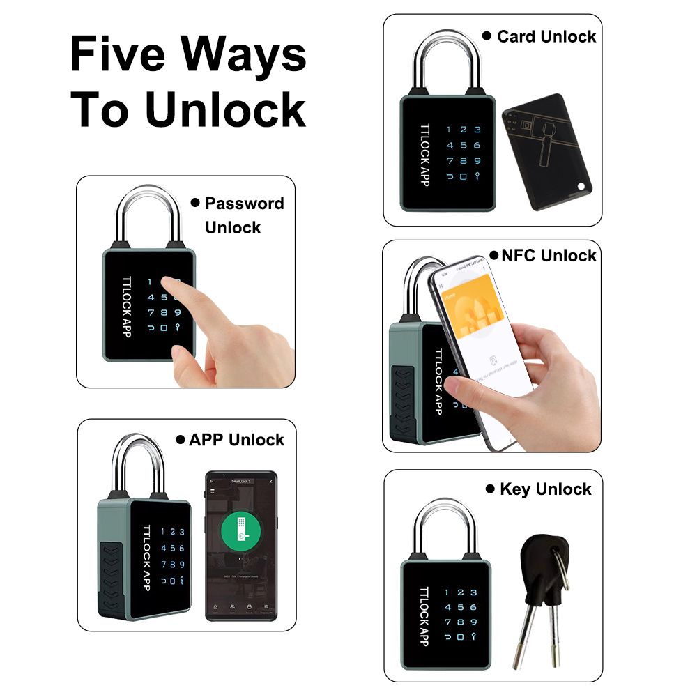 Eseye Ip65 Waterproof Smart Phone Control Electronic Dry Battery Digital Smart Padlock With TtLock App NFC Padlock