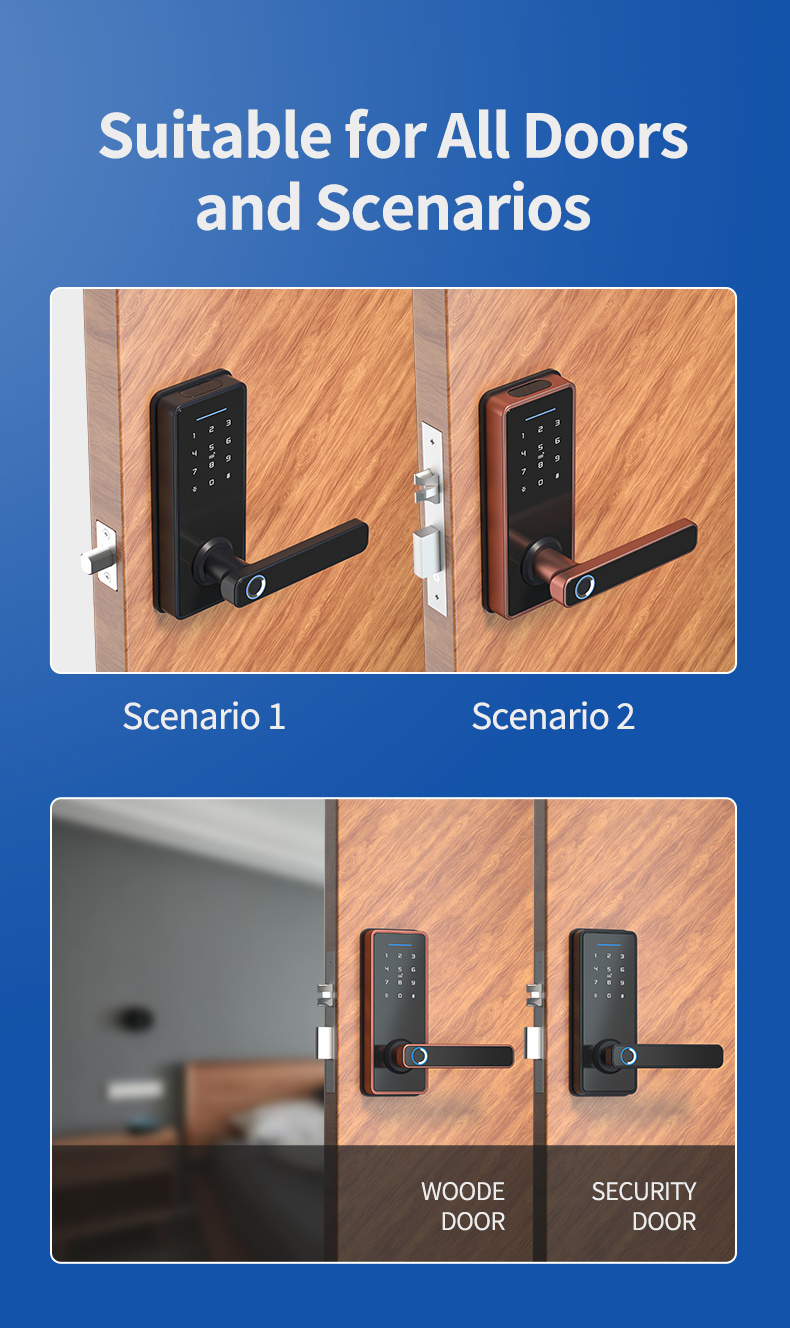 Smart Bluetooth Fingerprint Door Lock TTLock Intelligent Smart Handle Lock with Advanced Bluetooth Technology