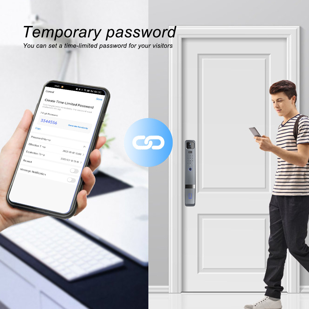 Eseye 3D FACE smart lock APP remote control digital password electronic fingerprint smart door lock with camera