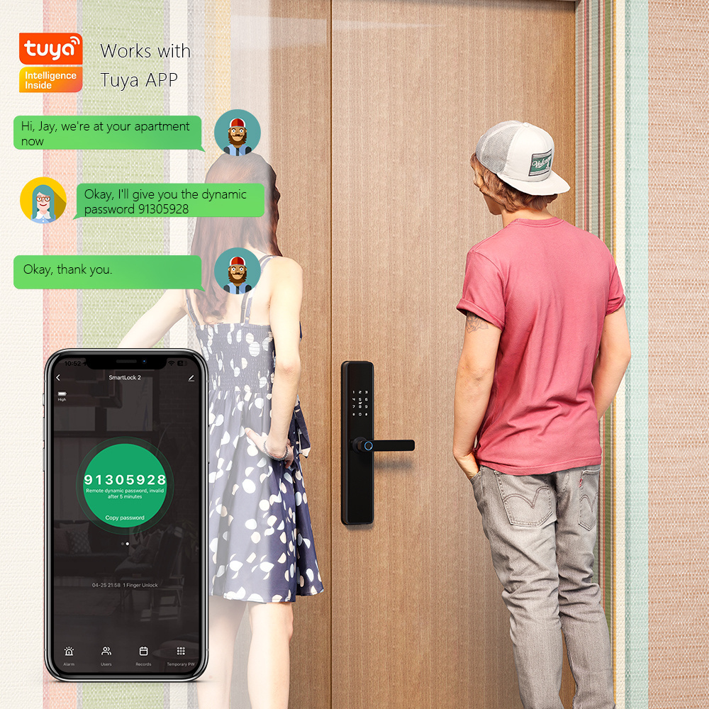 Eseye 2023 New Waterproof Smart Lock WIFI APP Smart Door Lock Aluminum Fingerprint Built In Digital Handle Keyless Tuya Lock