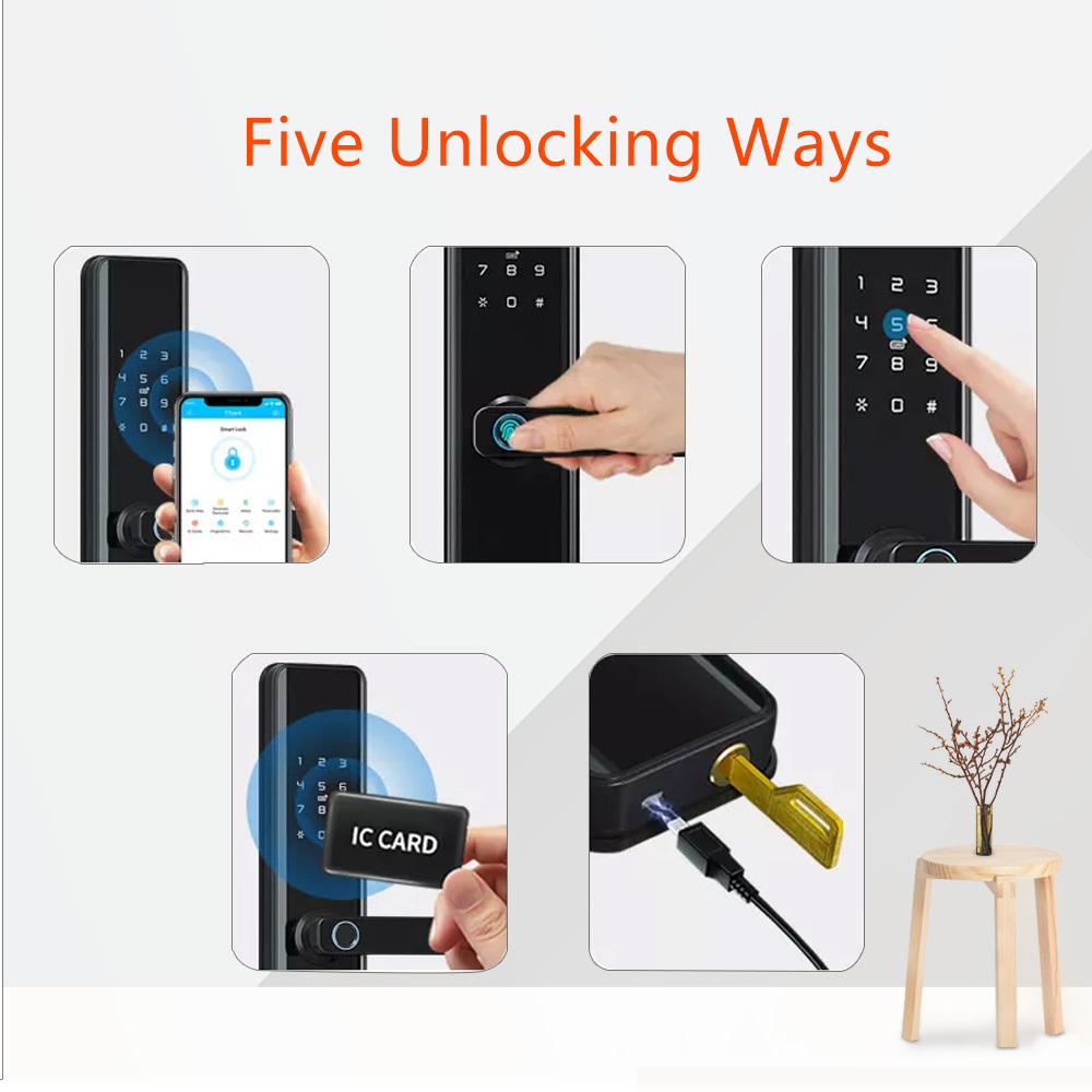 Eseye 2023 New Waterproof Smart Lock WIFI APP Smart Door Lock Aluminum Fingerprint Built In Digital Handle Keyless Tuya Lock