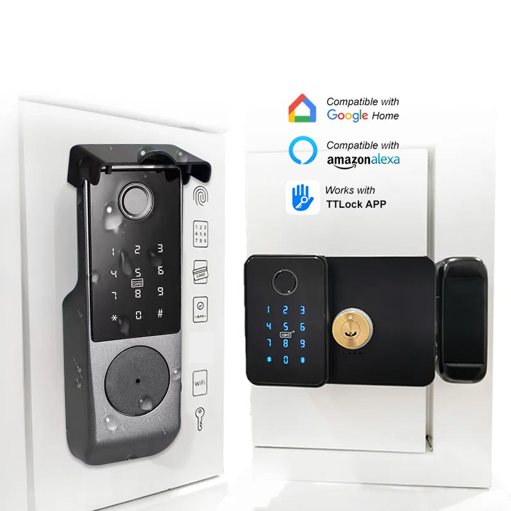 Eseye IP66 waterproof remote control Tuya intelligent app lication password card double-sided fingerprint intelligent door lock