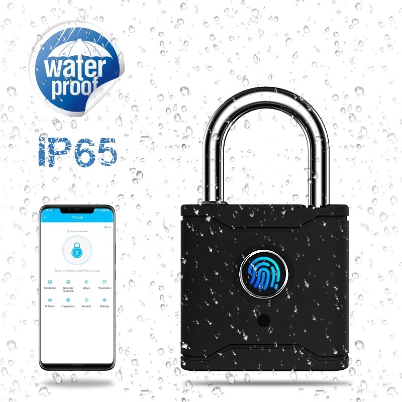 IP65 Smart TTlock APP Alarm Fingerprint Pad lock/Smart Biometric Fingerprint Padlock