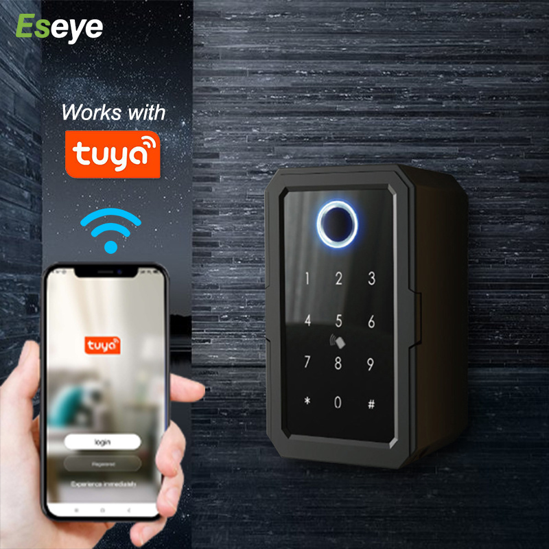 Tuya Wifi Safe Stainless Steel Electric Fingerprint IC Card Password Lock Home Smart Key Box