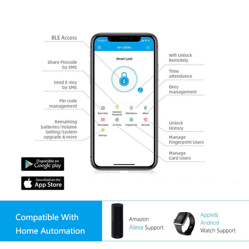 Wifi Biometric Fingerprint Digital Keyless Cerraduras Fechadura Entry Smart Door Lock