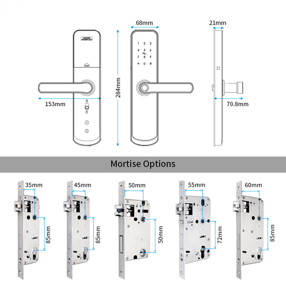 Custom Wireless Digital Electronic Fingerprint Wifi Door Lock With Tuya Smart Life APP Smart Lock