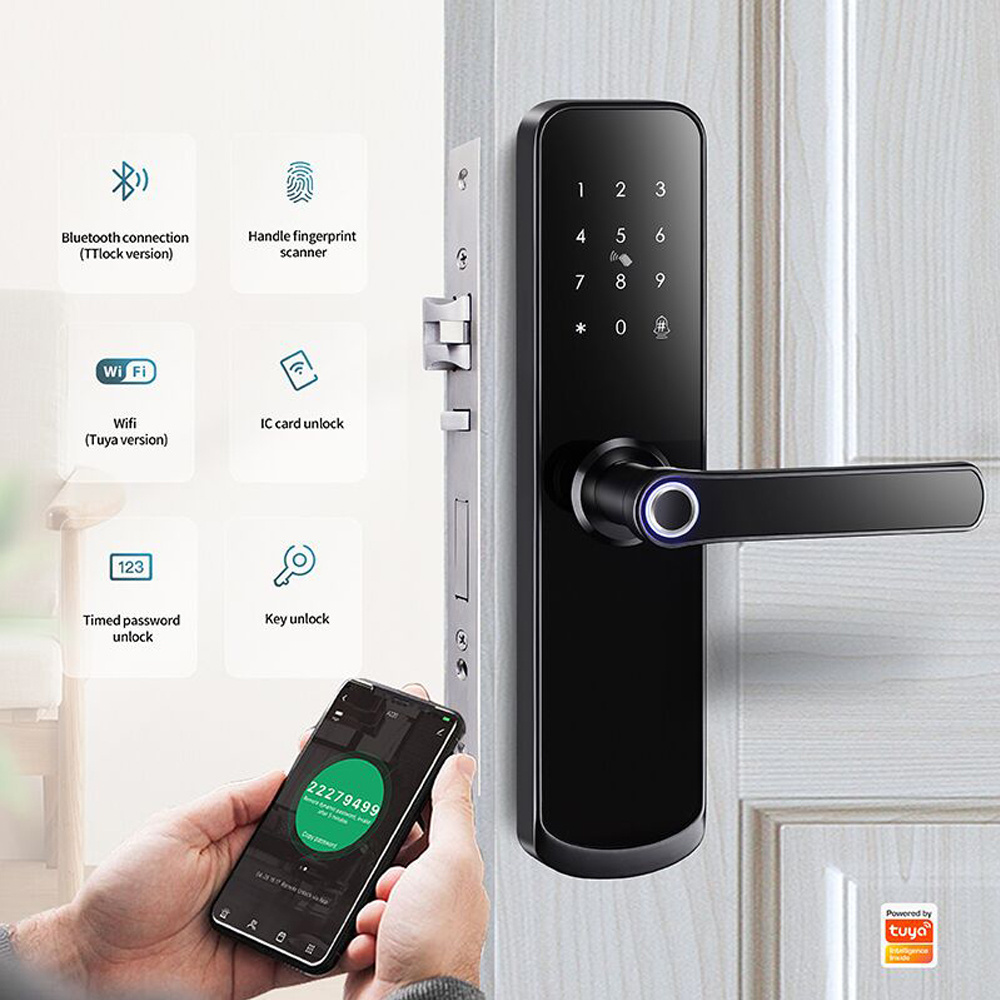 Custom Wireless Digital Electronic Fingerprint Wifi Door Lock With Tuya Smart Life APP Smart Lock