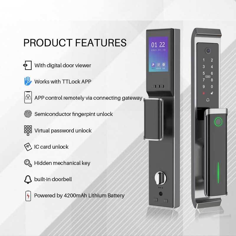 Eseye Wholesale Price Tuya App Cerradura Automatic Fingerprint Smart Door Lock with Camera