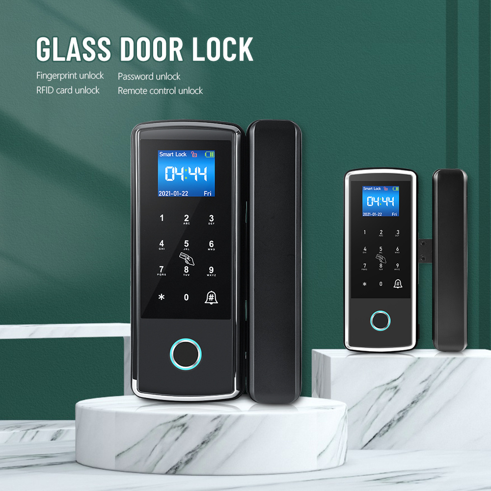 European Style Office Aluminum Frame Swing Glass Door Lock Glass Door Fitting Digital Fingerprint Passwor Lock