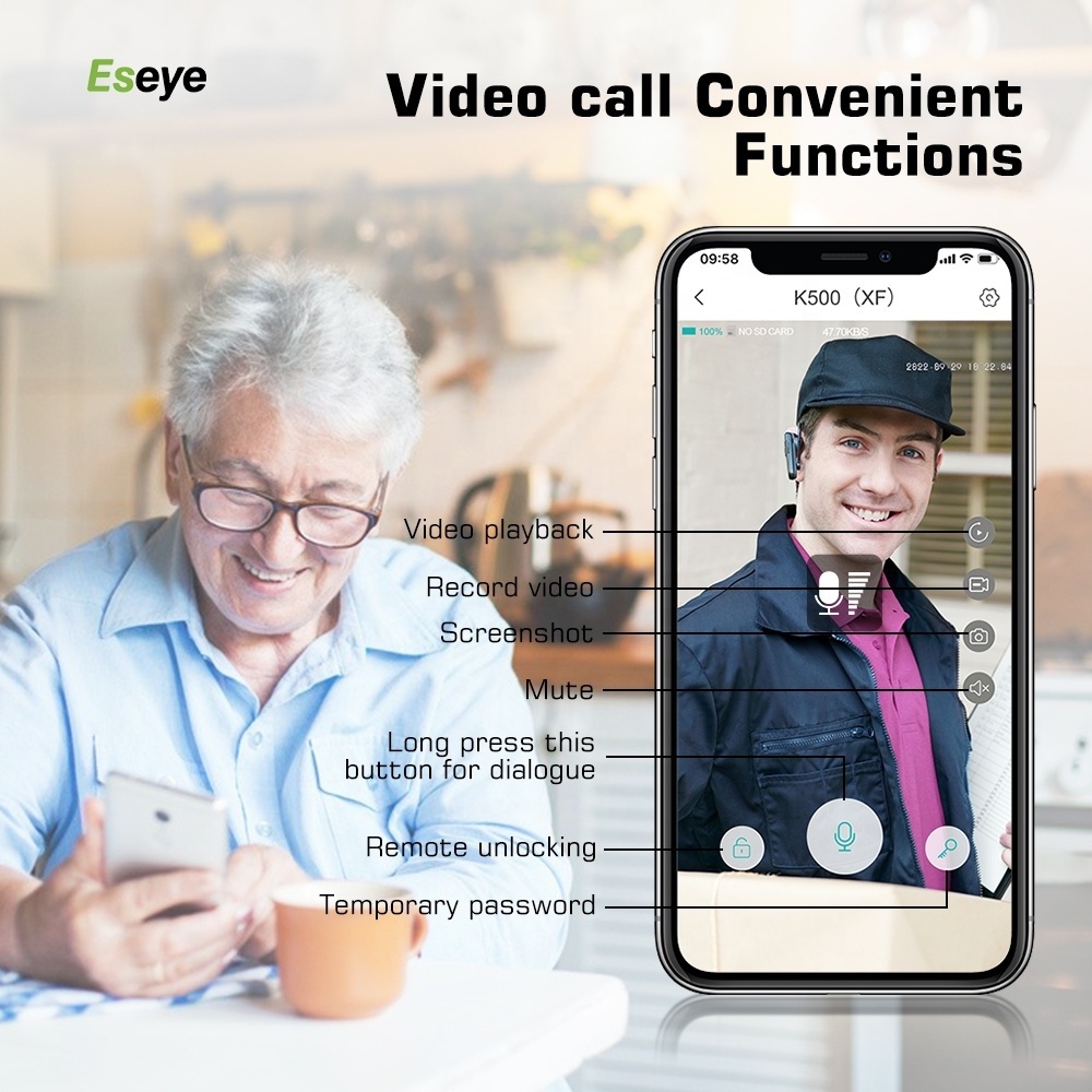 Eseye 3D Face ID Door Lock with Camera Digital Viewer Remote Doorbell Tuya Wifi Fingerprint Smart Face Recognition lock