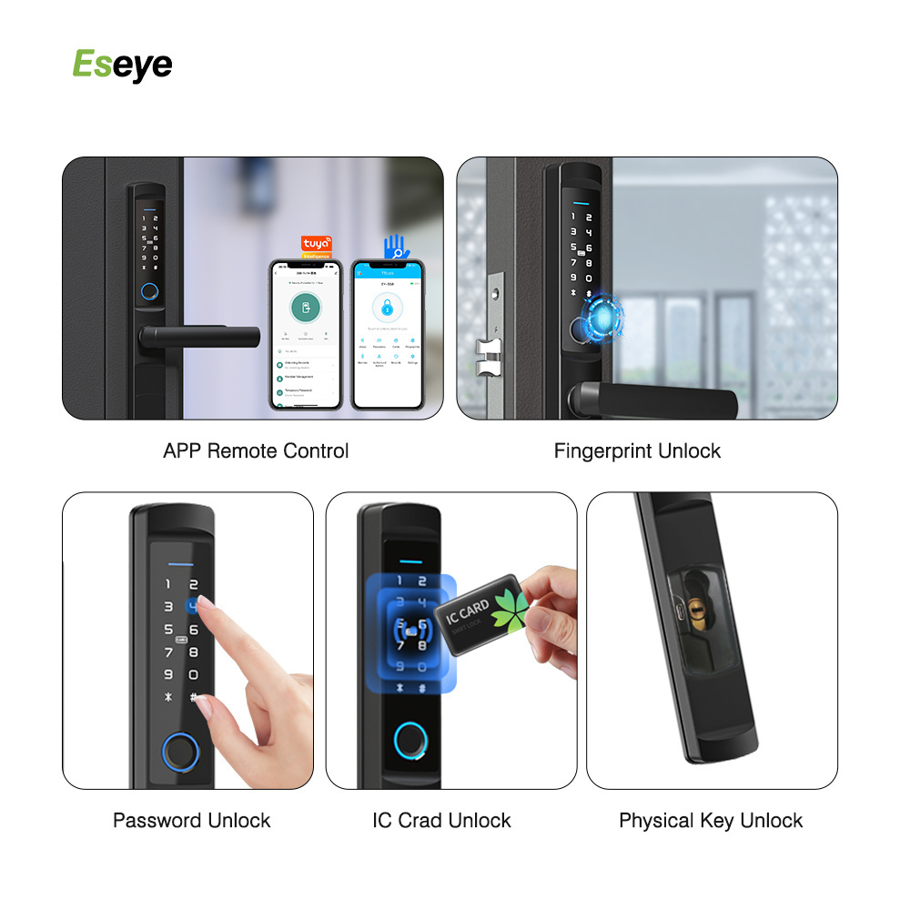 Eseye Keyless TTlock Electronic Intelligent Door Handle Lock Smart Fingerprint Sliding Door Lock