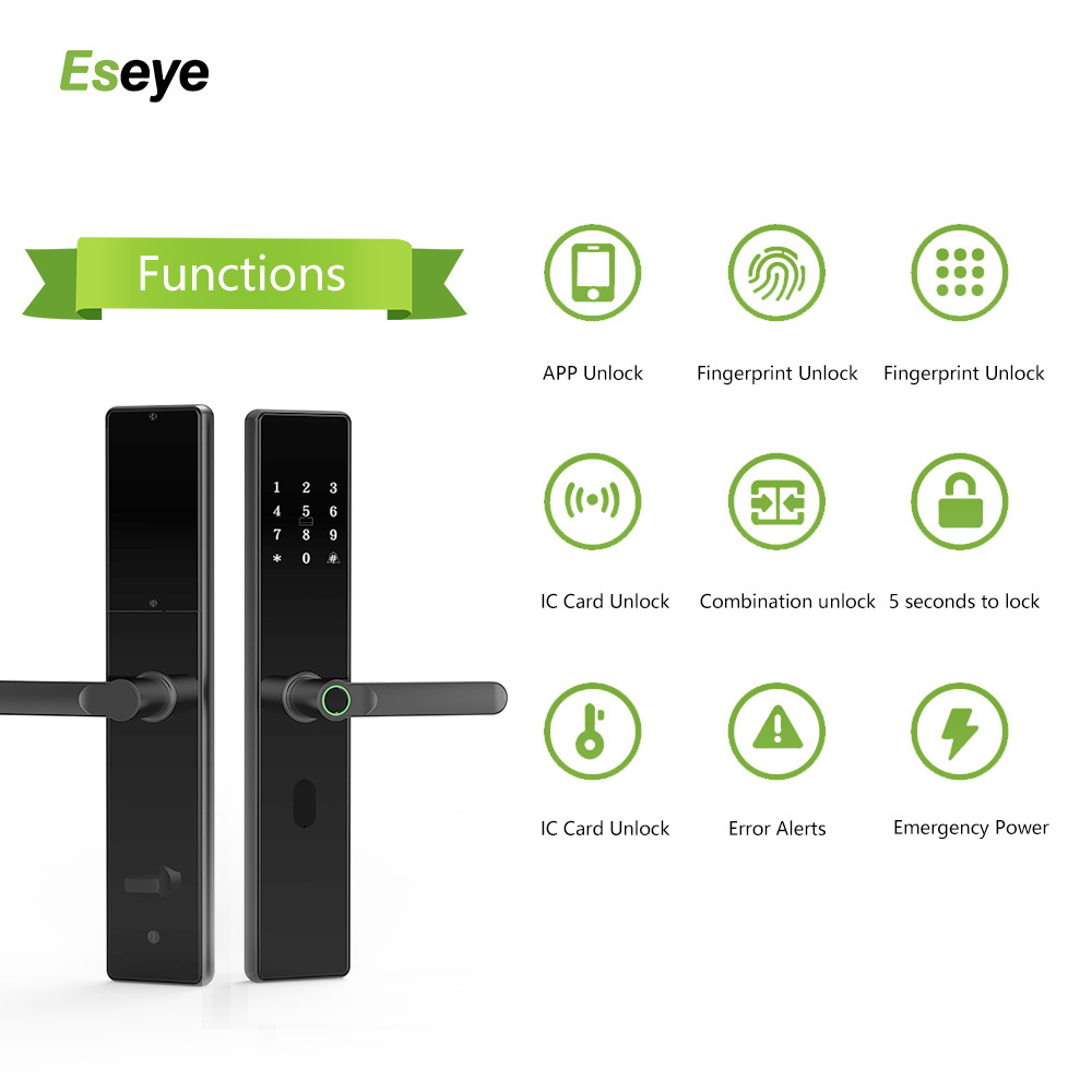 Eseye Manufacturer Keyless Touch Screen Electric Tuya App Wifi Gate Lock Smart Fingerprint Door Lock