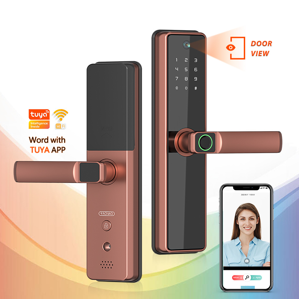 ESeye Security Outdoor Waterproof Smart Biometric Fingerprint Door Lock Tuya wifi App Intelligent Lock With Camera Doorbell