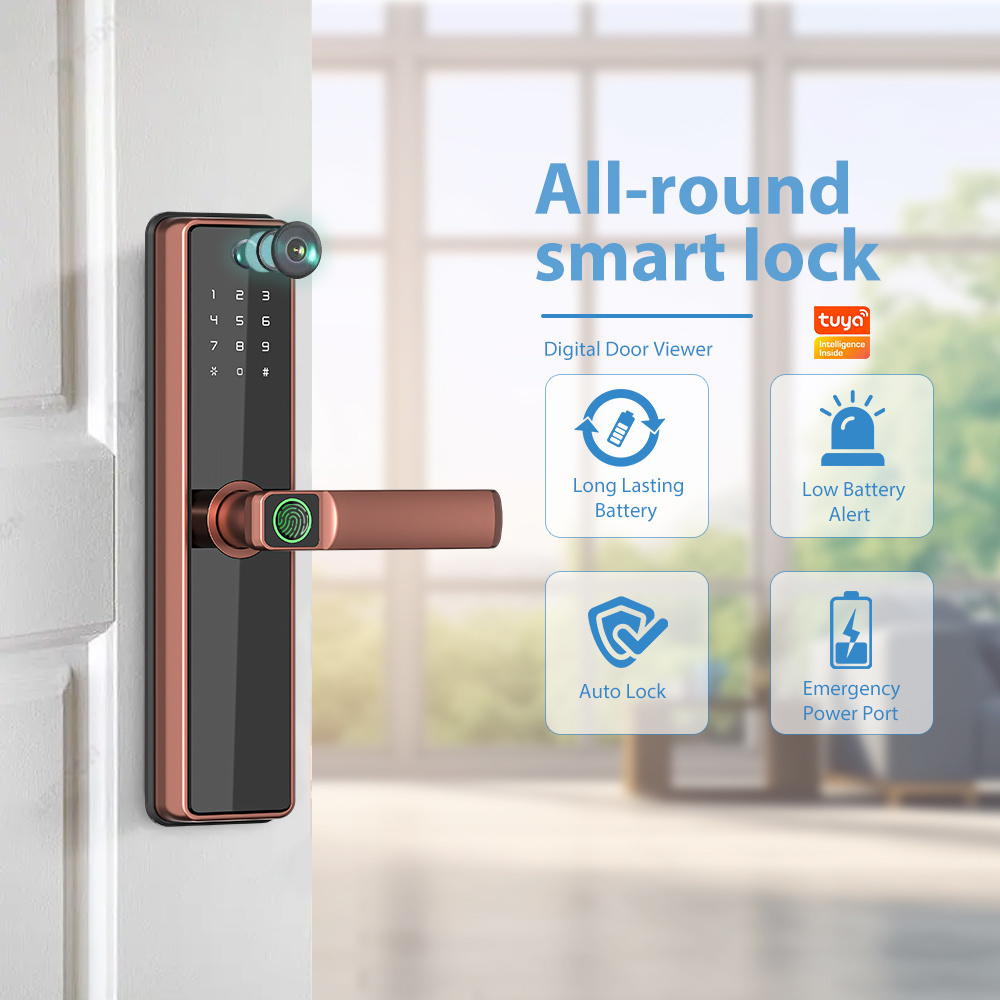 ESeye Security Outdoor Waterproof Smart Biometric Fingerprint Door Lock Tuya wifi App Intelligent Lock With Camera Doorbell