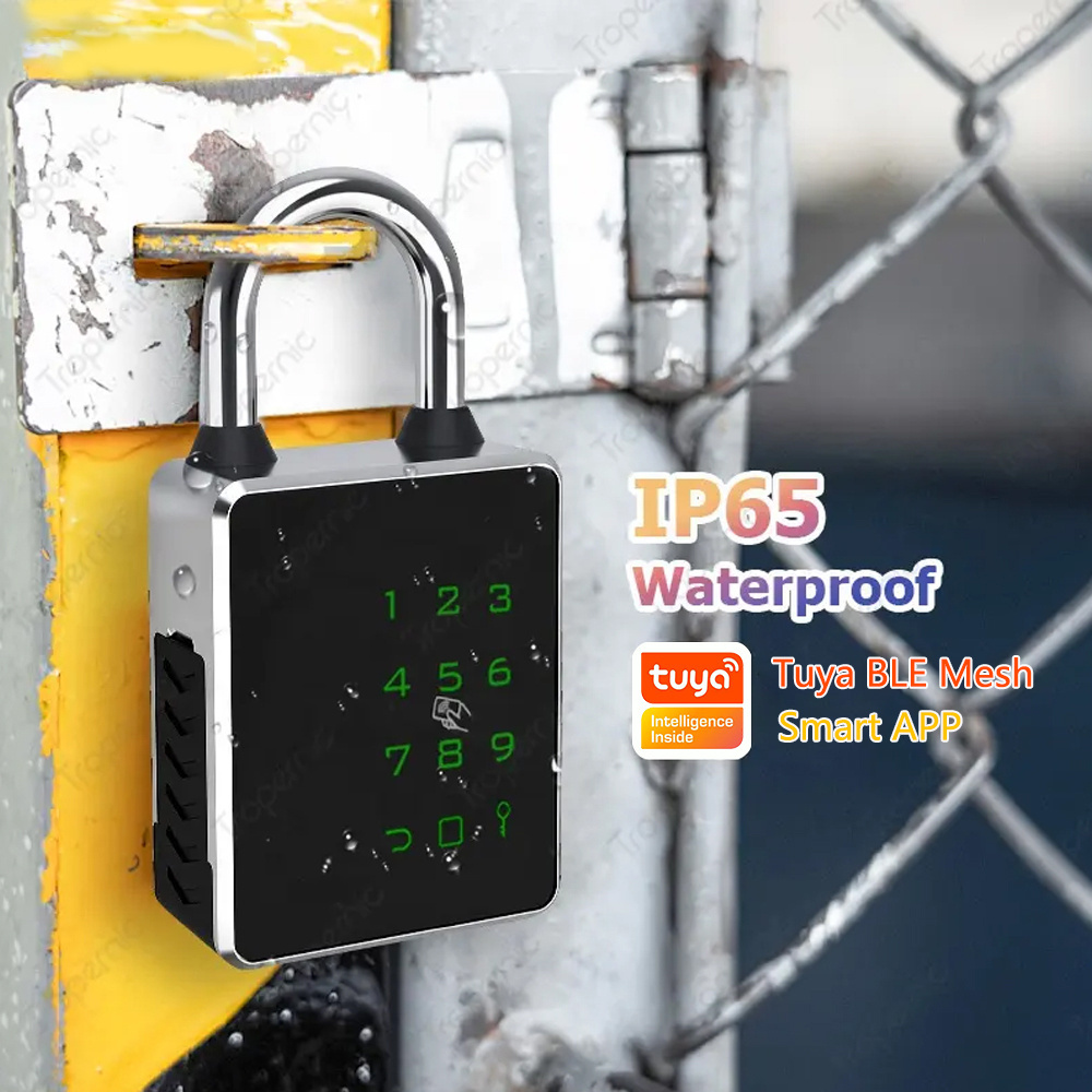 Eseye Tuya smart life IP65 Waterproof Smart Digital Alarm Fingerprint Pad lock/Smart Biometric Fingerprint Padlock