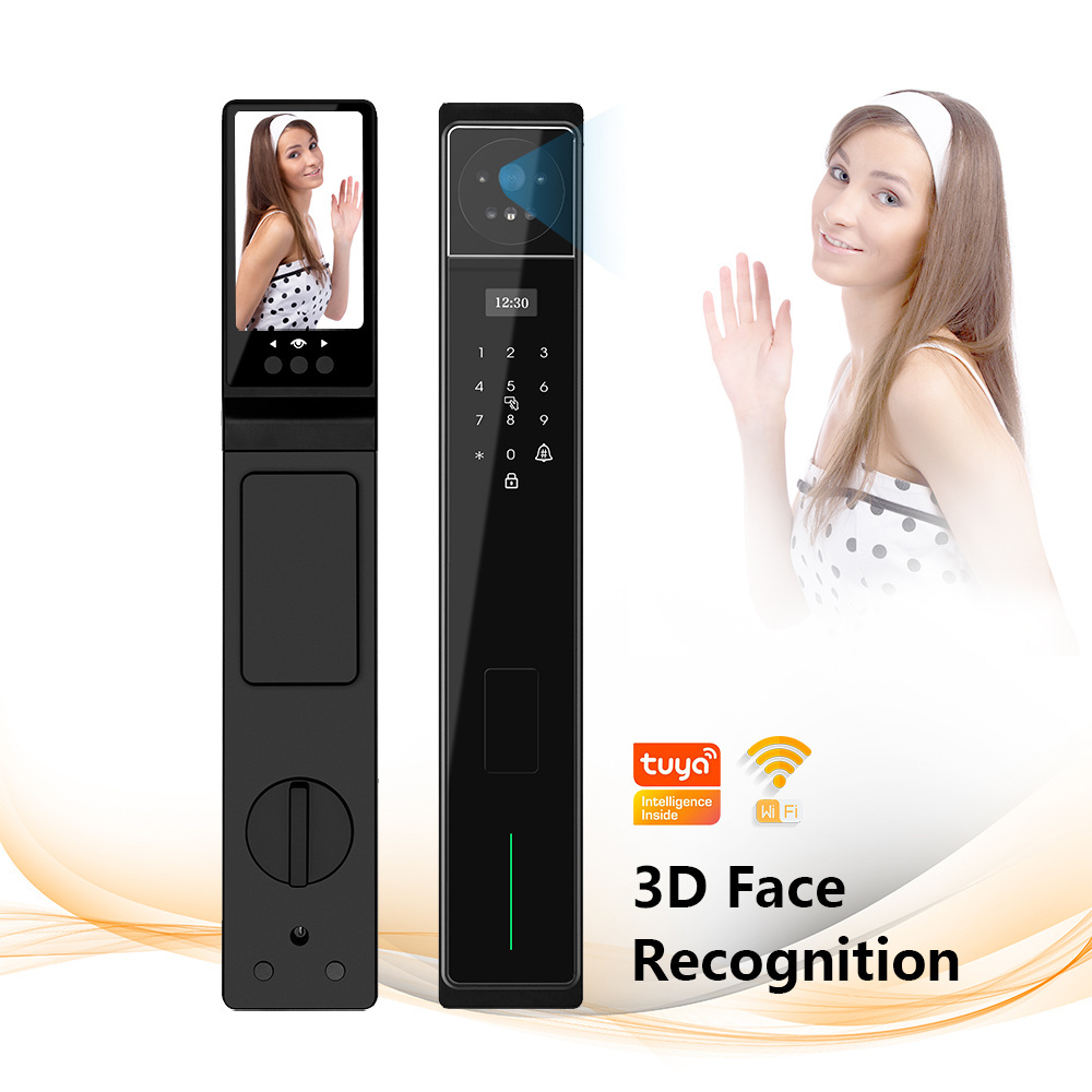 Eseye Tuya Wifi 3D facial finger vein recognition fully automatic intelligent camera with screen video intercom door lock