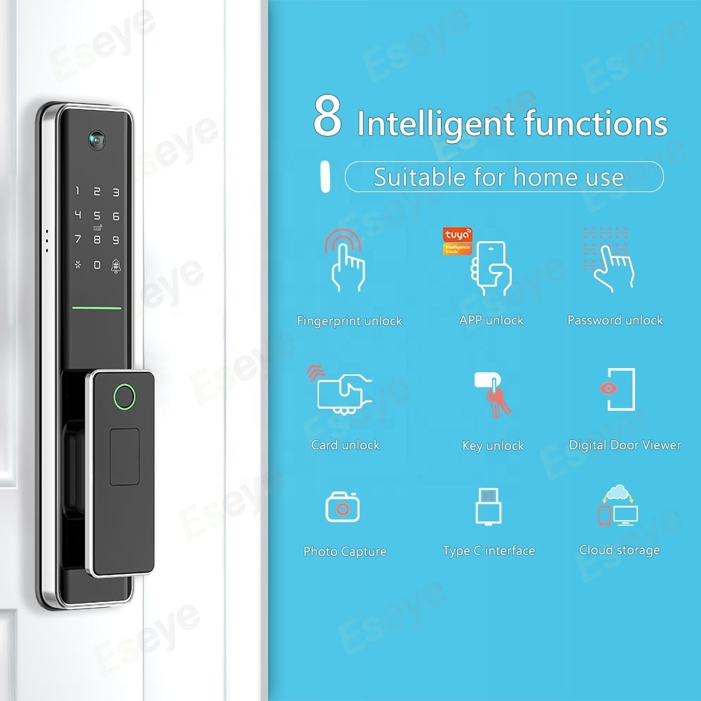 Eseye OEM/ODM Tuya App Remote Wifi Cerradura Inteligente NFC Automatic Smart Door Lock With Camera 6068 Electronic Mortise Code