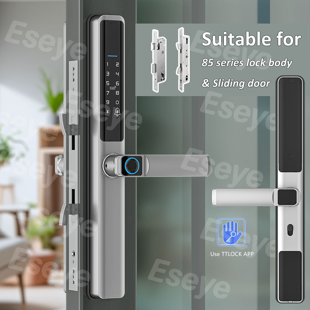 Eseye Biometric Fingerprint Latest Ip66 Dustproof Waterproof Serrure Intelligent Smart Aluminum Door Lock With Ttlock App