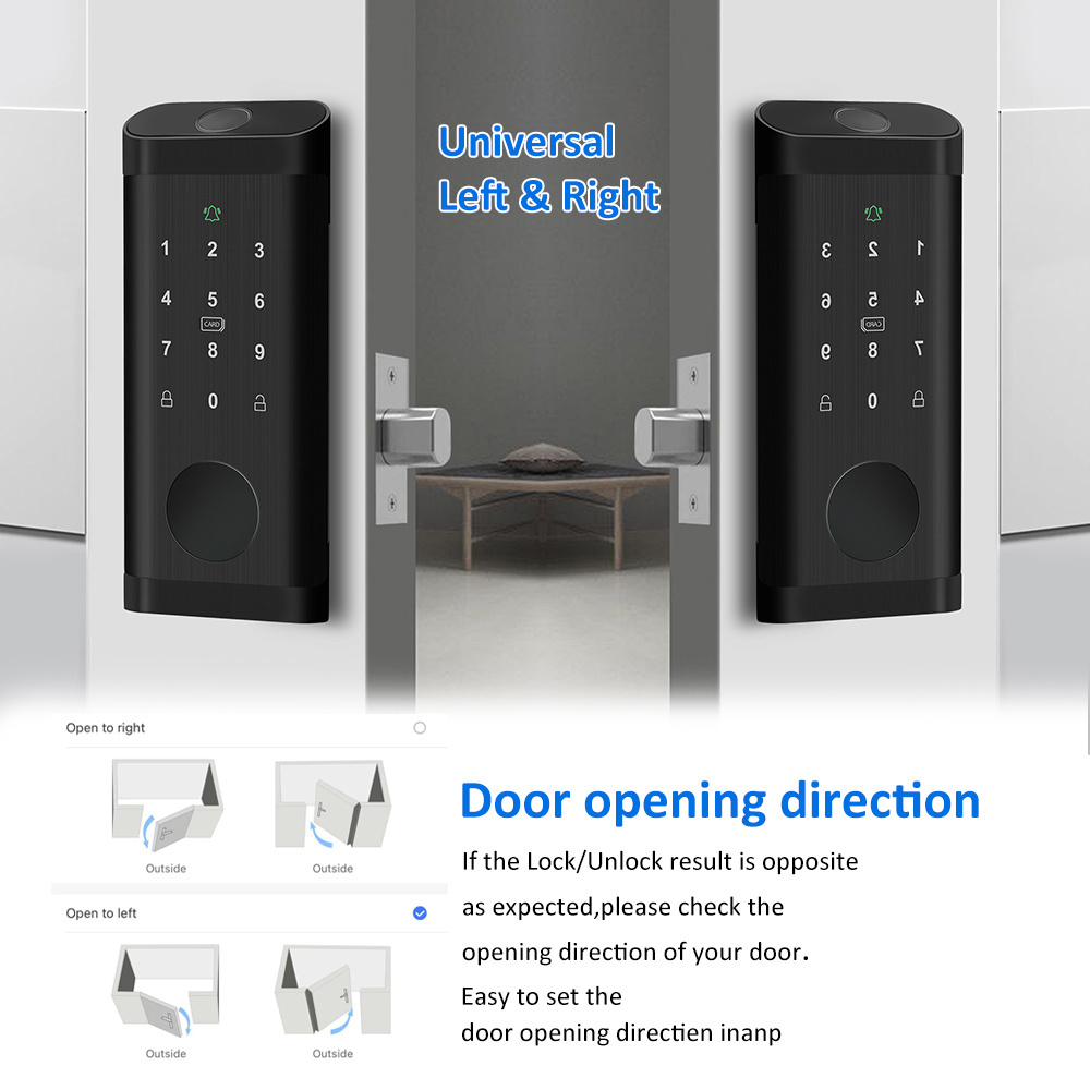 Eseye Automatic Deadbolt TTlock APP Card Keypad Smart Door Lock Tuya Hardware Fingerprint Biometric Lock WIFI  Home