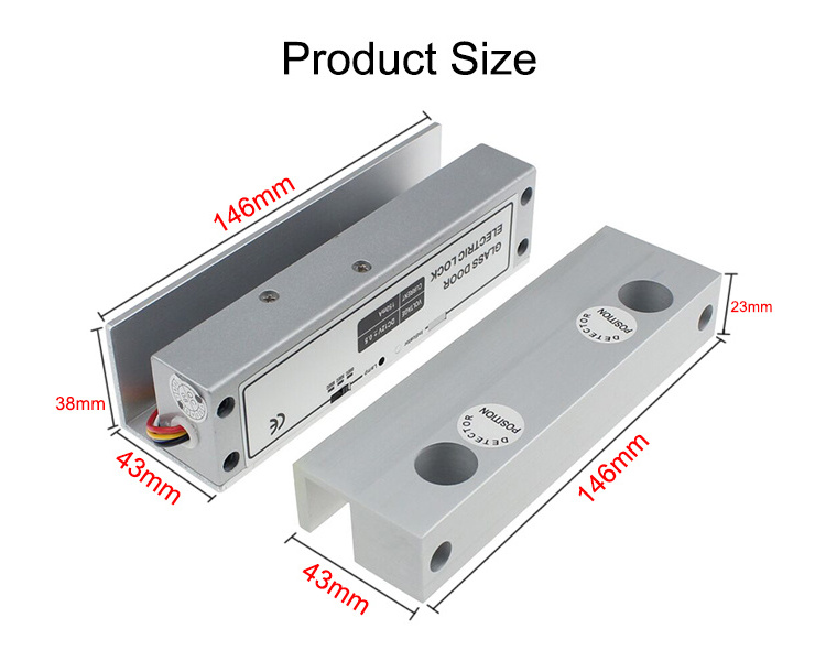 Eseye DC12V Electric Bolt Lock For Fully Frameless Glass Door Fail Secure Bolt Lock Electric