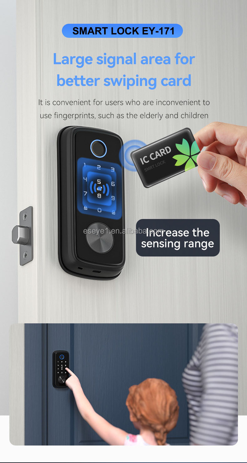 Eseye Security electronic locks Cerraduras Inteligentes Digital Deadbolt Smart Lock Wifi Tuya App Fingerprint Lock