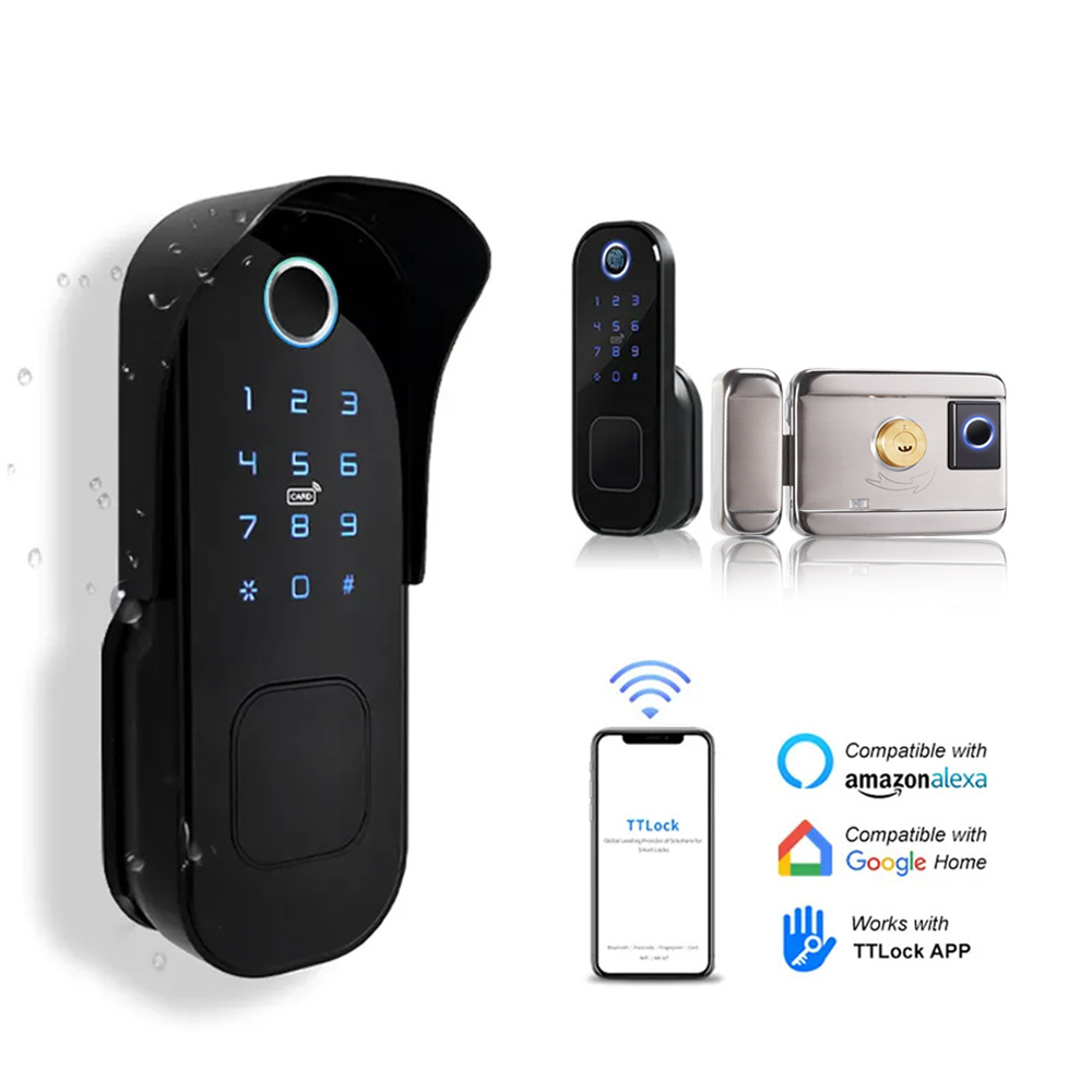 Eseye Security Wireless Push Pull Combination Double Sided Fingerprint Smart Lock with TTlock App digital door lock fingerprint