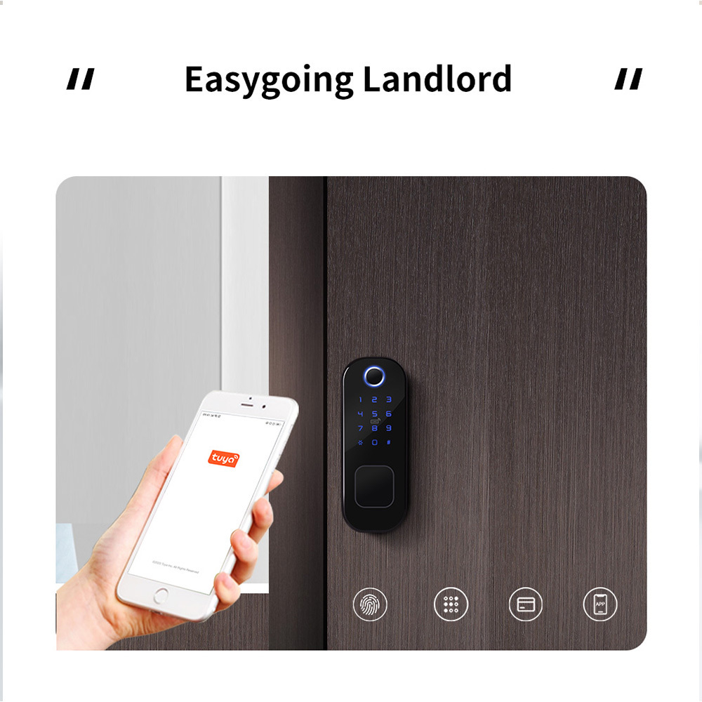 Eseye Security Wireless Push Pull Combination Double Sided Fingerprint Smart Lock with TTlock App digital door lock fingerprint