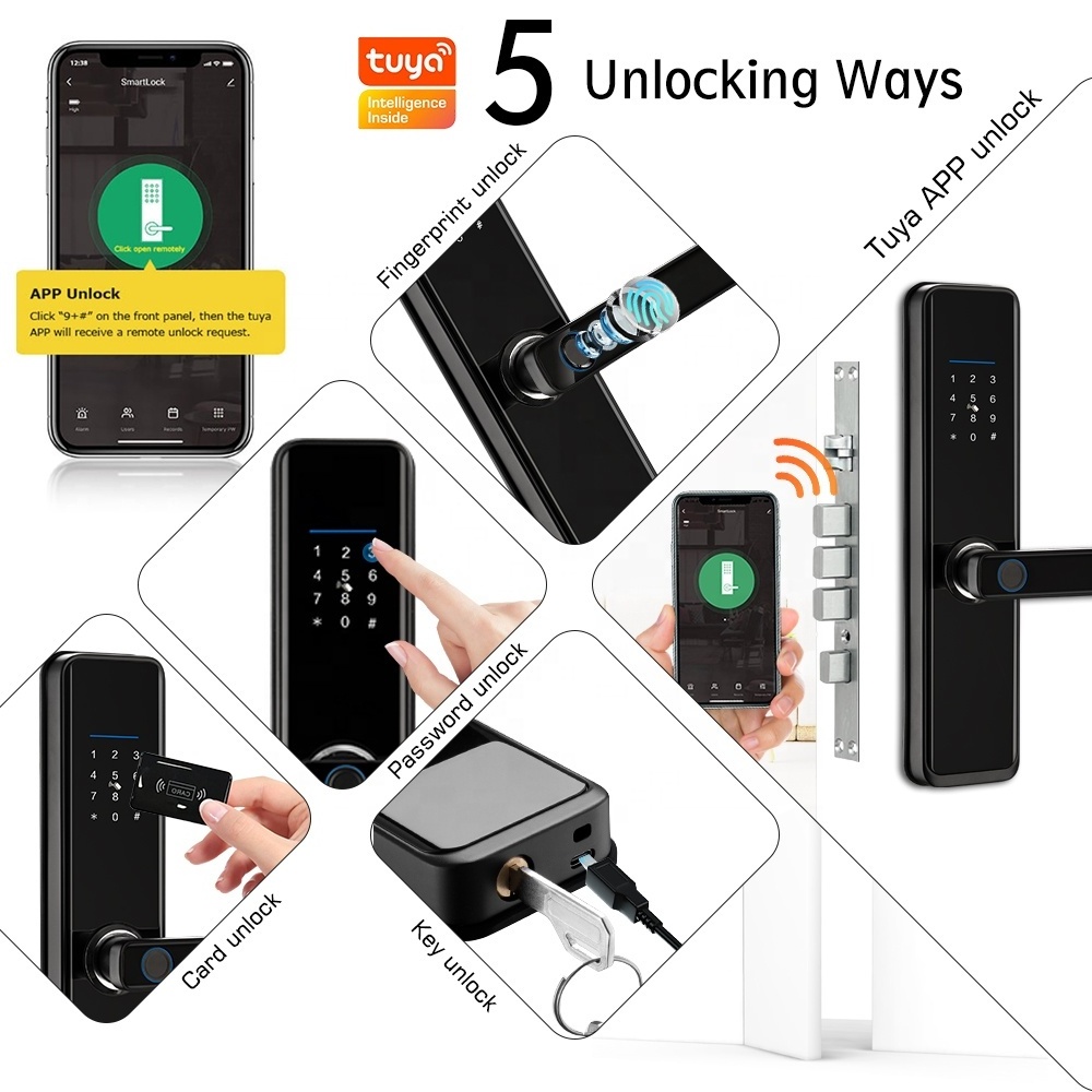 Waterproof smart lock alexa App Fingerprint Keyless for Home Finger WIFI Digital Lock Remote Control tuya TT smart locks